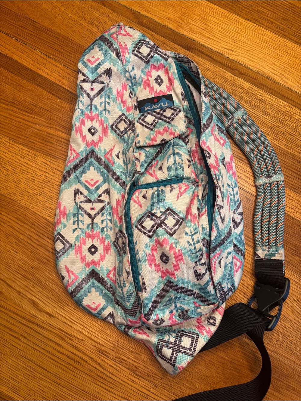 Kavu Teal, Pink & White Aztec Crossbody Sling